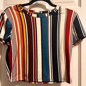 FOREVER 21 VERTICAL STRIP CROP TOP
